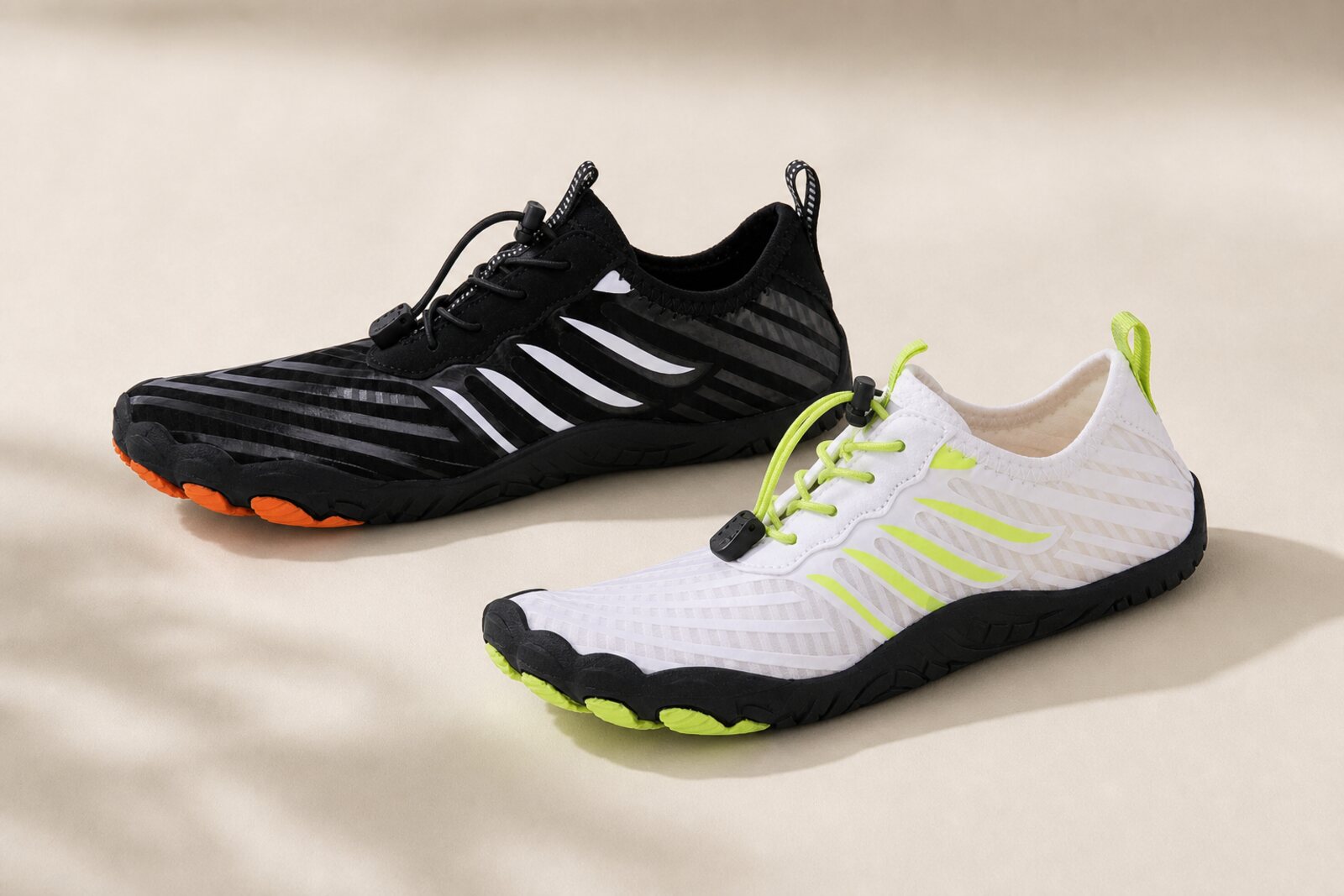 Grounded Freedom barefoot-style shoes in black and white